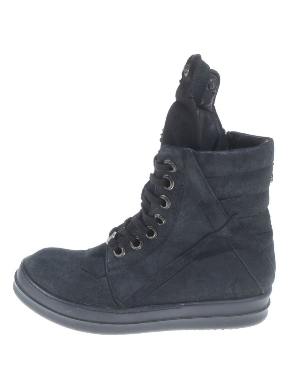 Chrome Hearts Rick Owens Geobasket CH Cross Decoration Leather High Cut Sneakers